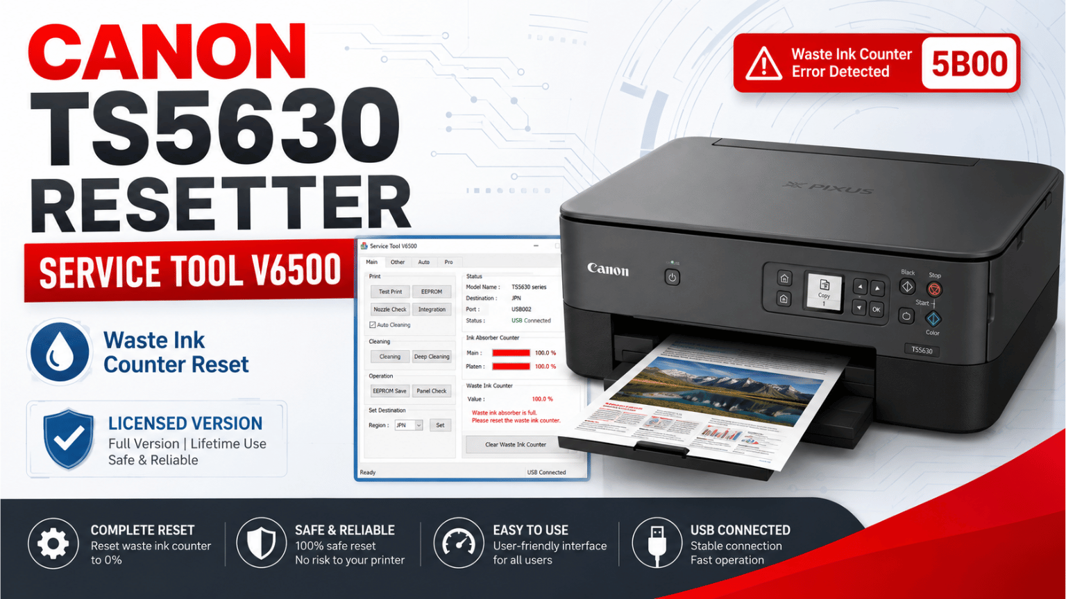 Canon TS5630 Resetter with Service Tool V6500