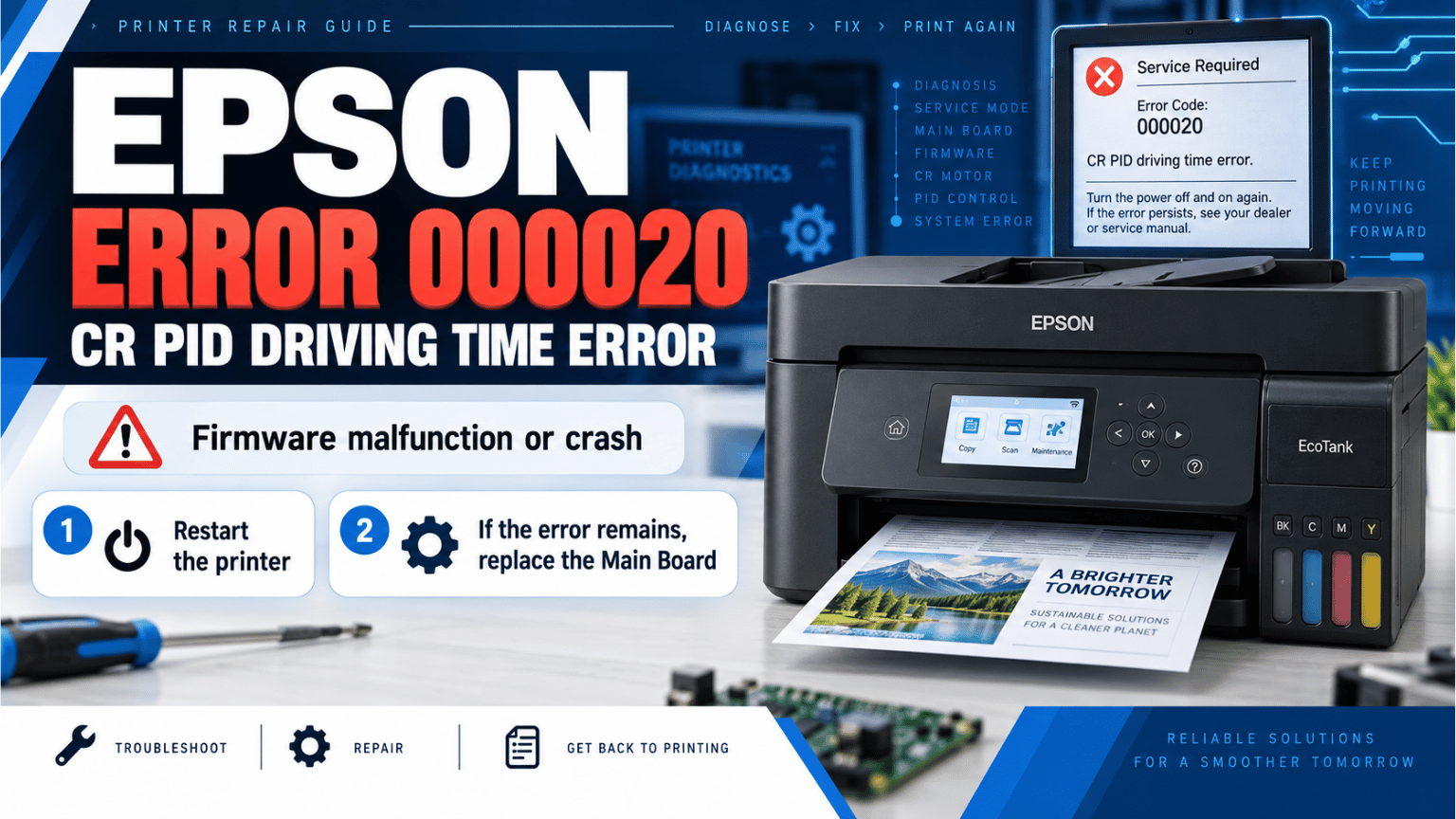 Epson Error 000020 CR PID Driving Time Error