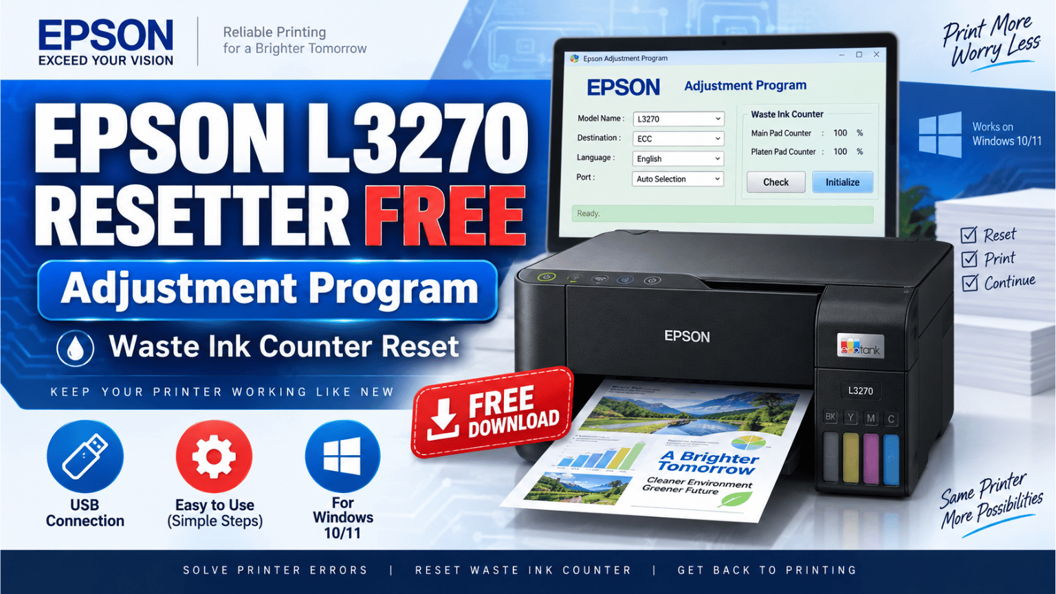 Epson L3270 Resetter Free Adjustment Program